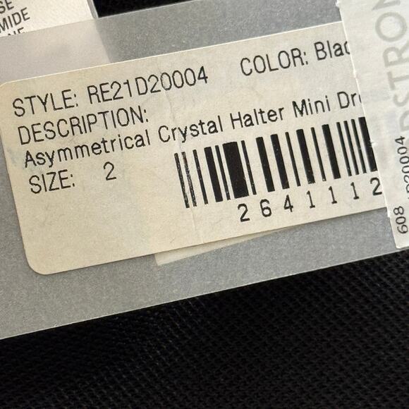 AREA Asymmetrical Crystal Halter Mini Dress Black Size 2 NWT - Picture 8 of 11